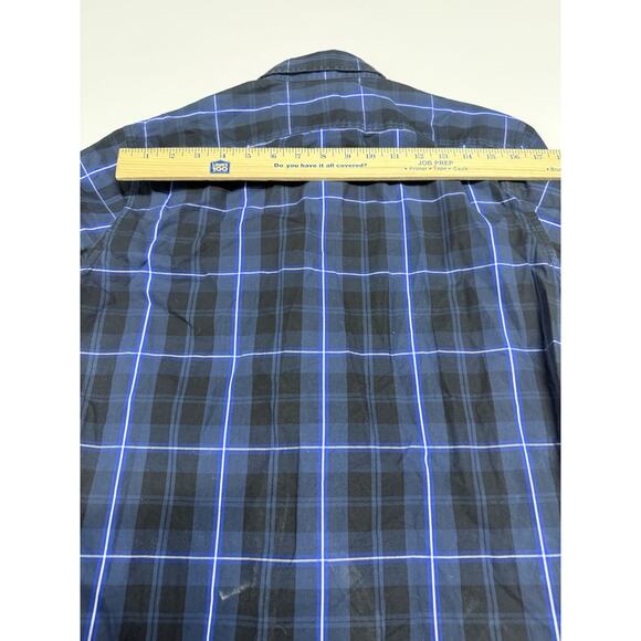 Michael Kors Men's Blue Checkerd Tailored Fit Short Sleeve Button Down Plaid - Picture 5 of 6